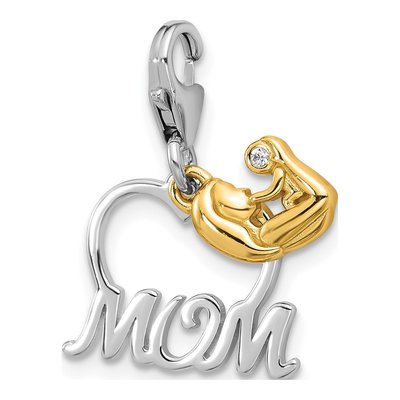Sterling Silver CZ Mother's Love Mom Charm – view 5