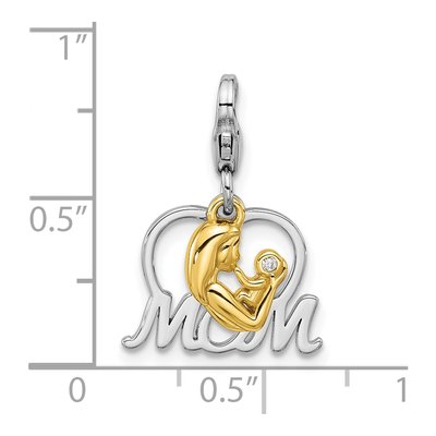 Sterling Silver CZ Mother's Love Mom Charm – view 6