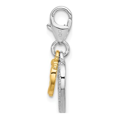 Sterling Silver CZ Baby Feet Heart Charm – view 3