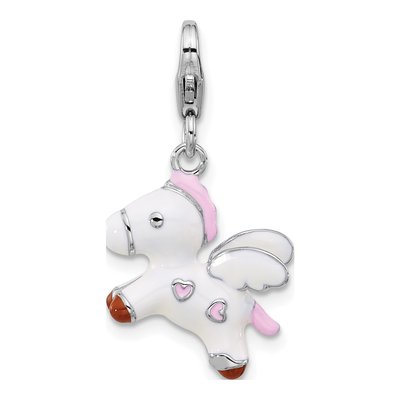 Sterling Silver Enameled Pegasus Charm
