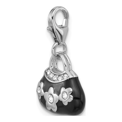Sterling Silver Crystal Purse Charm – view 5