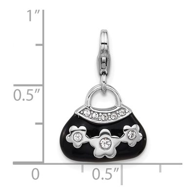Sterling Silver Crystal Purse Charm – view 6