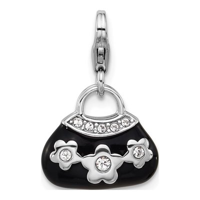 Sterling Silver Crystal Purse Charm