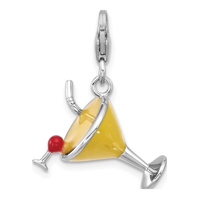 Sterling Silver Crystal Martini Glass Charm – view 4