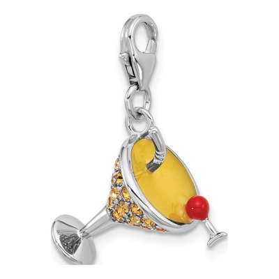 Sterling Silver Crystal Martini Glass Charm – view 5