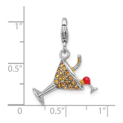 Sterling Silver Crystal Martini Glass Charm – view 6