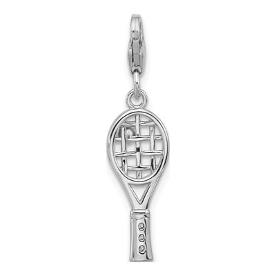 Sterling Silver CZ Tennis Racket Charm – view 4