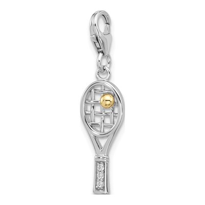 Sterling Silver CZ Tennis Racket Charm – view 5
