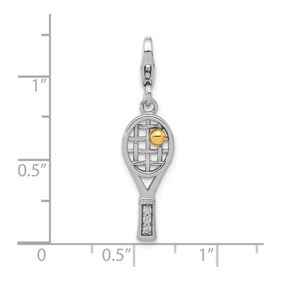 Sterling Silver CZ Tennis Racket Charm – view 6