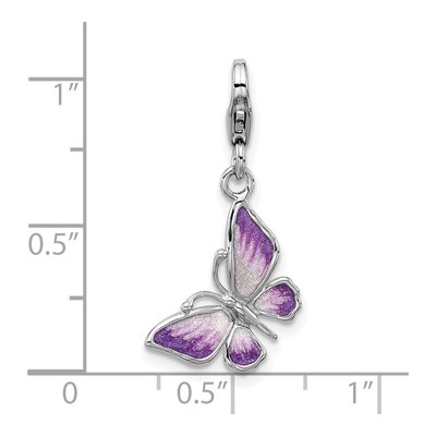 Sterling Silver Purple Enamel Butterfly Charm – view 5