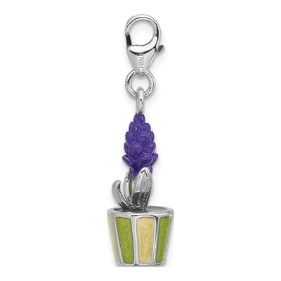 Sterling Silver 3D Flower Pot Charm – view 3