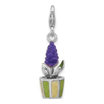 Sterling Silver 3D Flower Pot Charm – view 4