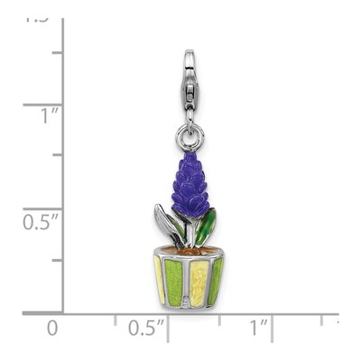 Sterling Silver 3D Flower Pot Charm – view 6