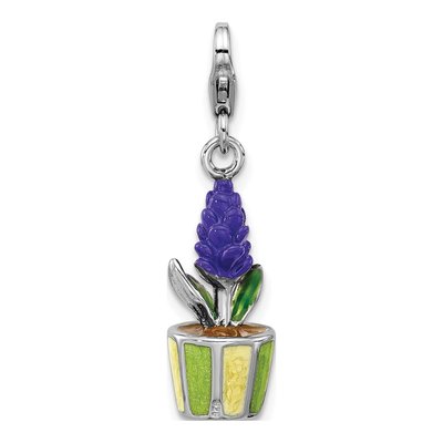 Sterling Silver 3D Flower Pot Charm