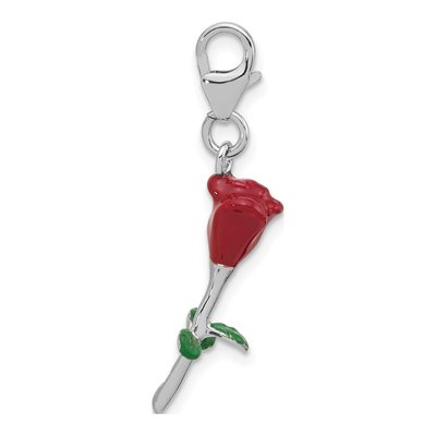 Sterling Silver 3-D Red Green Enameled Charm – view 3