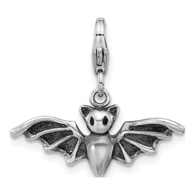 Sterling Silver 3D Bat Charm