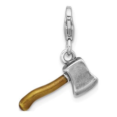 Sterling Silver 3D Axe Charm – view 4