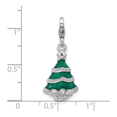 Sterling Silver Crystal Christmas Tree Charm – view 5