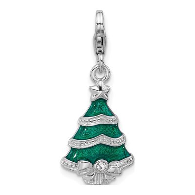 Sterling Silver Crystal Christmas Tree Charm