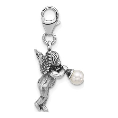 Sterling Silver Pearl Angel Charm – view 2