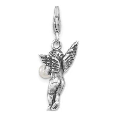 Sterling Silver Pearl Angel Charm – view 3