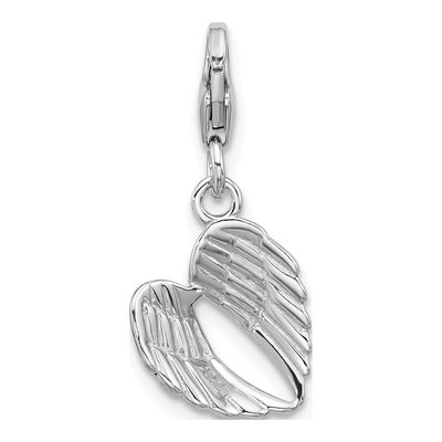 Sterling Silver Angel Wings Heart Charm – view 4