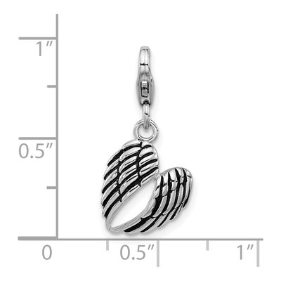 Sterling Silver Angel Wings Heart Charm – view 5