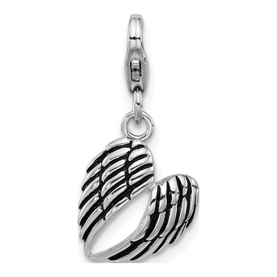 Sterling Silver Angel Wings Heart Charm