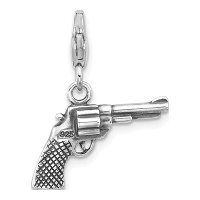 Sterling Silver 3D Pistol Charm – view 4