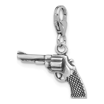 Sterling Silver 3D Pistol Charm – view 5