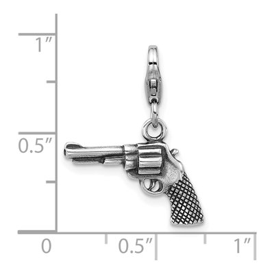 Sterling Silver 3D Pistol Charm – view 6