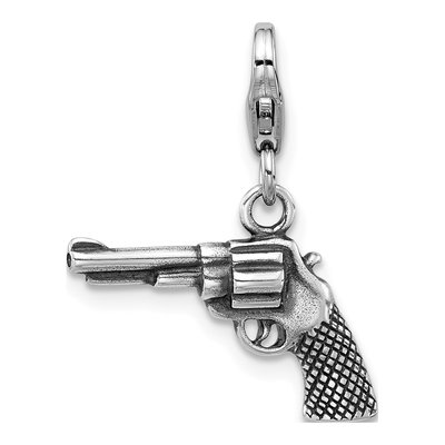 Sterling Silver 3D Pistol Charm
