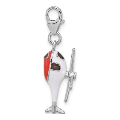 Sterling Silver 3D Helicopter Charm – view 3