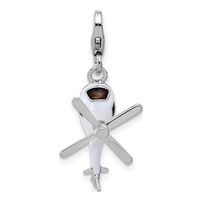 Sterling Silver 3D Helicopter Charm