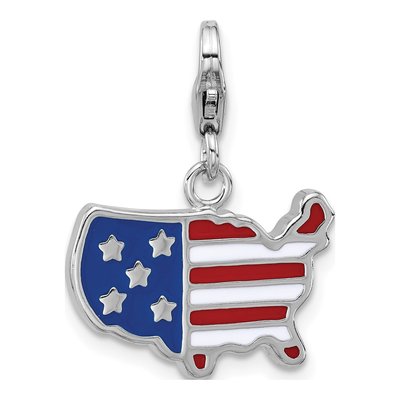 Sterling Silver American Flag Charm