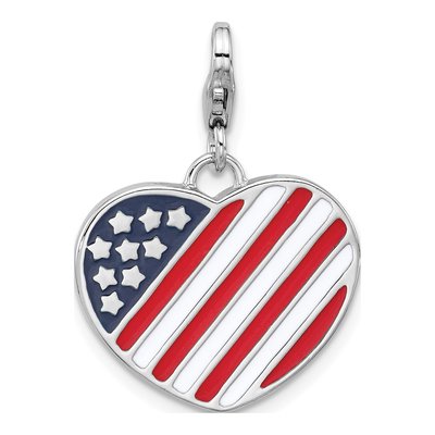 Sterling Silver Flag Heart Charm