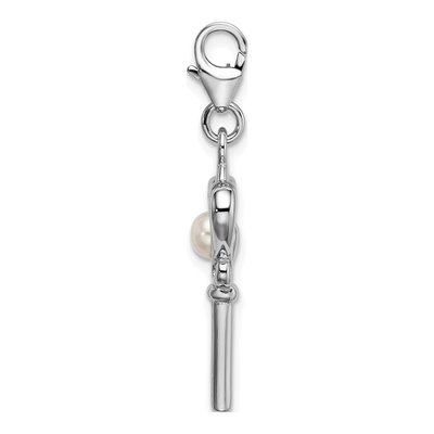 Sterling Silver Freshwater Cultured Pearl Key Charm – view 3