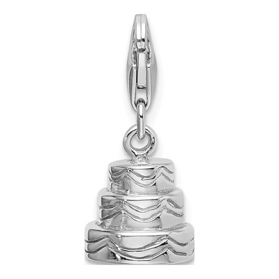 Sterling Silver Wedding Cake Charm – view 4