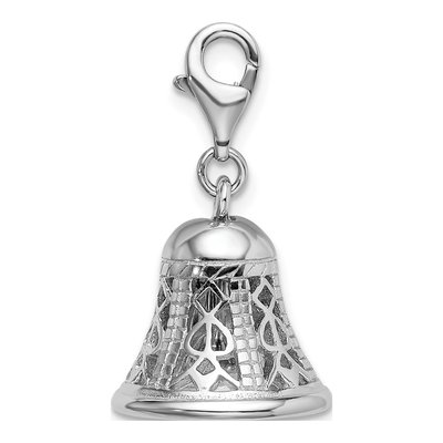 Sterling Silver 3-D Bell Charm – view 3