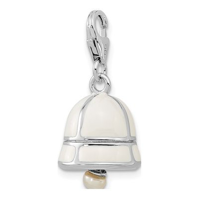 Sterling Silver Freshwater Cultured Pearl 3-D Moveable Enameled Bell Charm – view 4