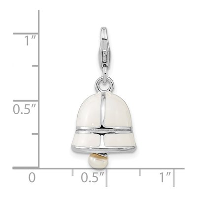 Sterling Silver Freshwater Cultured Pearl 3-D Moveable Enameled Bell Charm – view 5