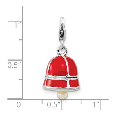 Sterling Silver Freshwater Cultured Pearl Rh Enamel Bell Charm – view 4