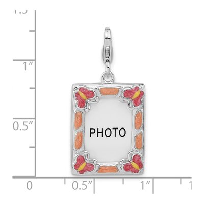 Sterling Silver 3-D Enameled Butterfly Photo Frame Charm – view 5