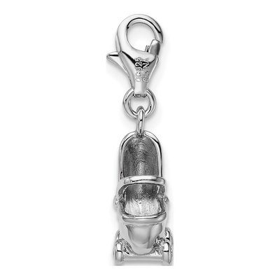 Sterling Silver 3-D Baby Carriage Charm – view 4