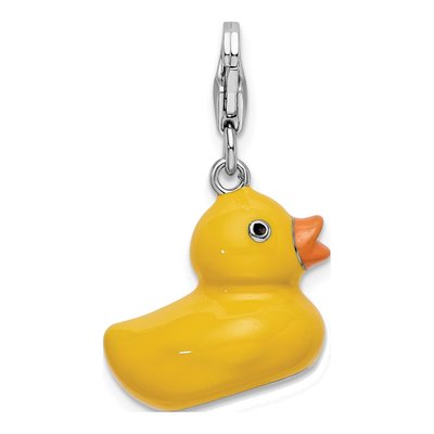Sterling Silver 3-D Enamel Duck Charm – view 4