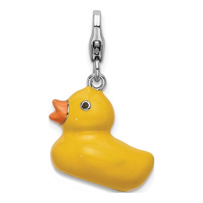 Sterling Silver 3-D Enamel Duck Charm