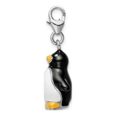 Sterling Silver 3-D Enamel Penguin Charm – view 3