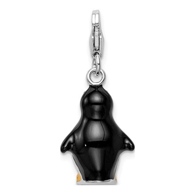 Sterling Silver 3-D Enamel Penguin Charm – view 4