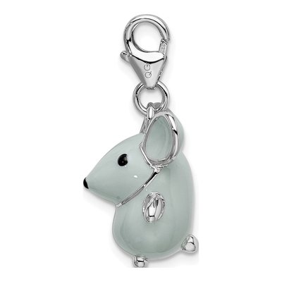 Sterling Silver Grey Mouse Charm – view 3