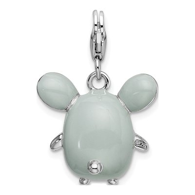 Sterling Silver Grey Mouse Charm – view 4